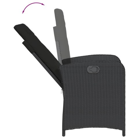 7-cz. zestaw mebli ogrodowych z poduszkami, czarny, polirattan