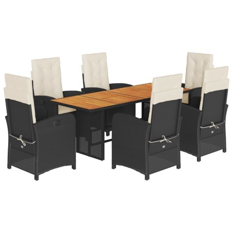 7-cz. zestaw mebli ogrodowych z poduszkami, czarny, polirattan