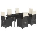 7-cz. zestaw mebli ogrodowych z poduszkami, czarny, polirattan