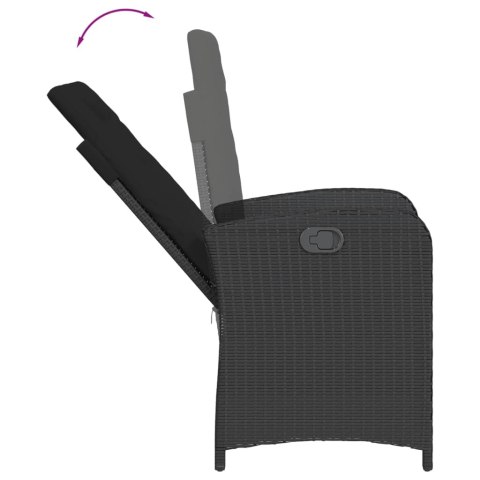 7-cz. zestaw mebli ogrodowych z poduszkami, czarny, polirattan