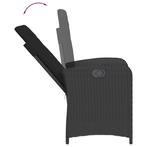 7-cz. zestaw mebli ogrodowych z poduszkami, czarny, polirattan