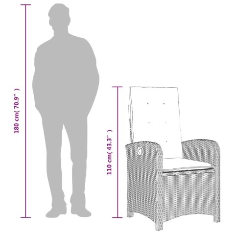 7-cz. zestaw mebli ogrodowych z poduszkami, szary, rattan PE