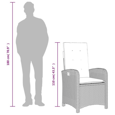 7-cz. zestaw mebli ogrodowych z poduszkami, szary, rattan PE