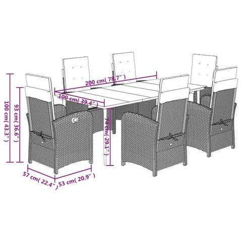 7-cz. zestaw mebli ogrodowych z poduszkami, beżowy, polirattan