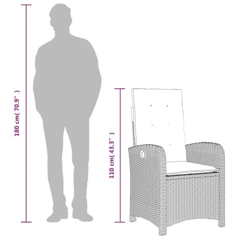 7-cz. zestaw mebli ogrodowych, z poduszkami, brązowy, rattan PE