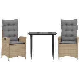 3-cz. zestaw mebli ogrodowych z poduszkami, beżowy, polirattan