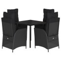5-cz. zestaw mebli ogrodowych z poduszkami, czarny, polirattan