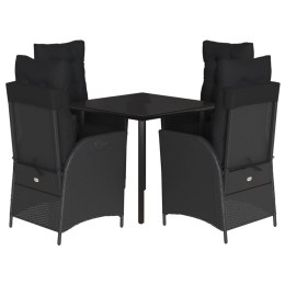 5-cz. zestaw mebli ogrodowych z poduszkami, czarny, polirattan