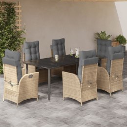 7-cz. zestaw mebli ogrodowych z poduszkami, beżowy, polirattan
