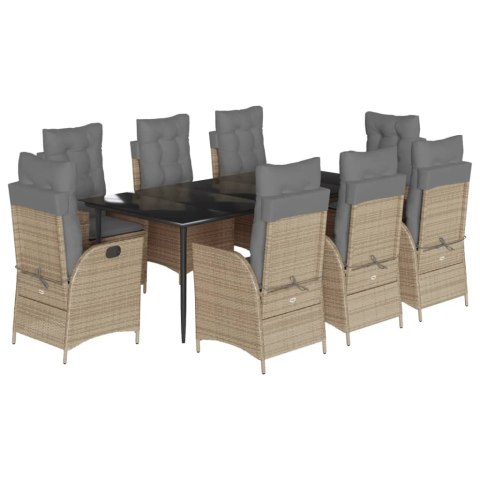 9-cz. zestaw mebli ogrodowych z poduszkami, beżowy, polirattan