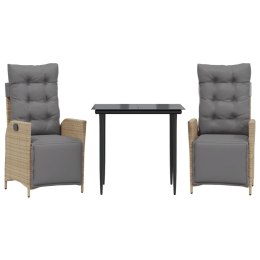 3-cz. zestaw mebli ogrodowych z poduszkami, mieszany beż