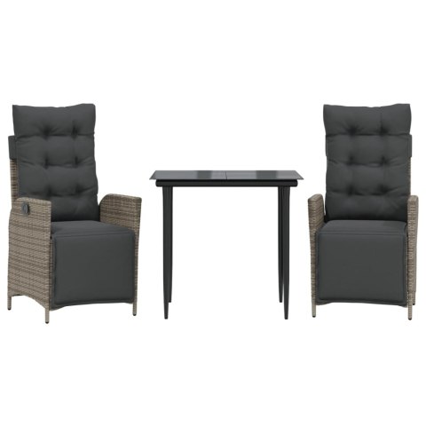 3-cz. zestaw mebli ogrodowych z poduszkami, szary rattan PE