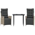 3-cz. zestaw mebli ogrodowych z poduszkami, szary rattan PE