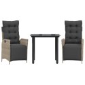 3-cz. zestaw mebli ogrodowych z poduszkami, szary rattan PE