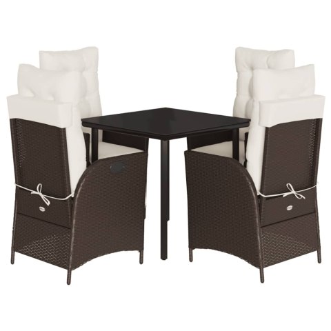 5-cz. zestaw mebli ogrodowych z poduszkami, brązowy, polirattan