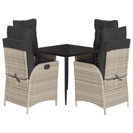 5-cz. zestaw mebli ogrodowych z poduszkami, jasnoszary