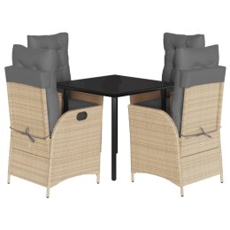5-cz. zestaw mebli ogrodowych z poduszkami, mieszany beż