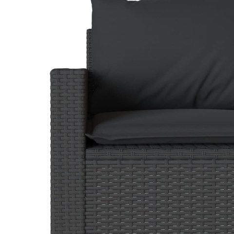 6-cz. zestaw mebli ogrodowych z poduszkami, czarny polirattan