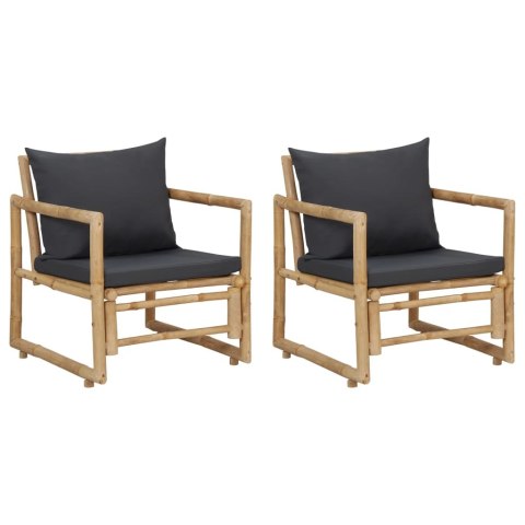 Krzesła ogrodowe z poduszkami, 2 szt., bambusowe