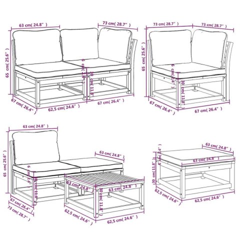 7-cz. zestaw wypoczynkowy do ogrodu, z poduszkami, akacjowy