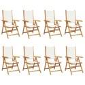 Rozkładane krzesła ogrodowe, 8 szt., kremowe, drewno i tkanina
