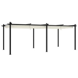 Altana ogrodowa ze zwijanym dachem, kremowa, 3x6 m, aluminium