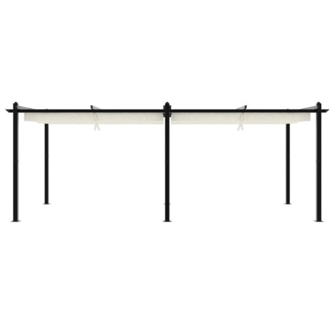 Altana ogrodowa ze zwijanym dachem, kremowa, 3x6 m, aluminium