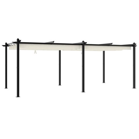 Altana ogrodowa ze zwijanym dachem, kremowa, 3x6 m, aluminium