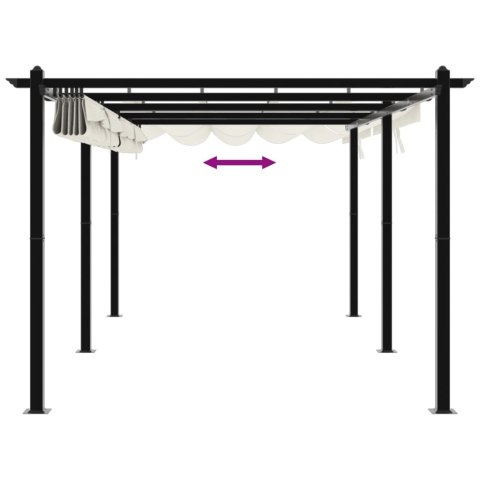 Altana ogrodowa ze zwijanym dachem, kremowa, 3x6 m, aluminium