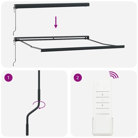 Zwijana markiza, antracytowo-biała, 3x2,5m, tkanina i aluminium