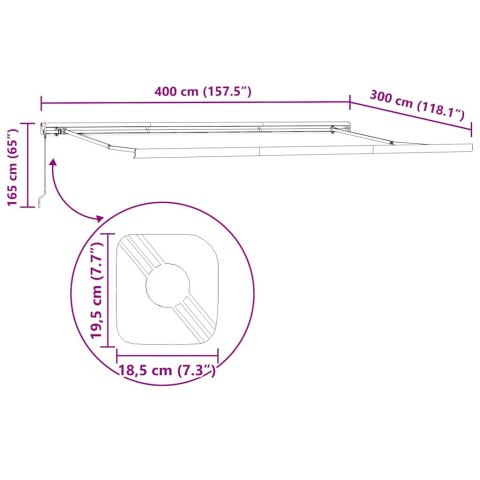 Zwijana markiza, antracytowo-biała, 4x3 m, tkanina i aluminium
