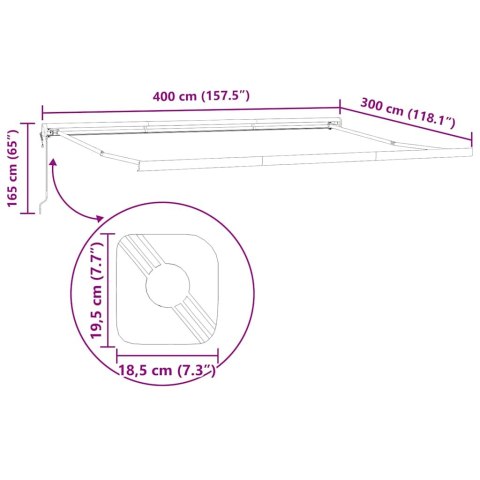 Zwijana markiza, antracytowo-biała, 4x3 m, tkanina i aluminium
