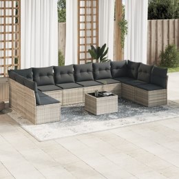11-cz. zestaw mebli ogrodowych z poduszkami, szary rattan PE
