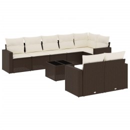 9-cz. zestaw mebli ogrodowych z poduszkami, brązowy, polirattan