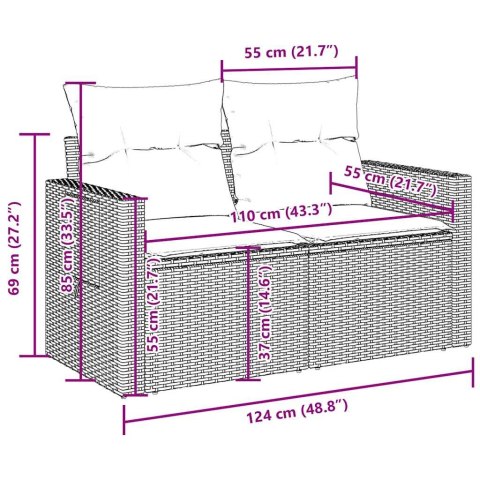 7-cz. zestaw wypoczynkowy do ogrodu, z poduszkami, brązowy