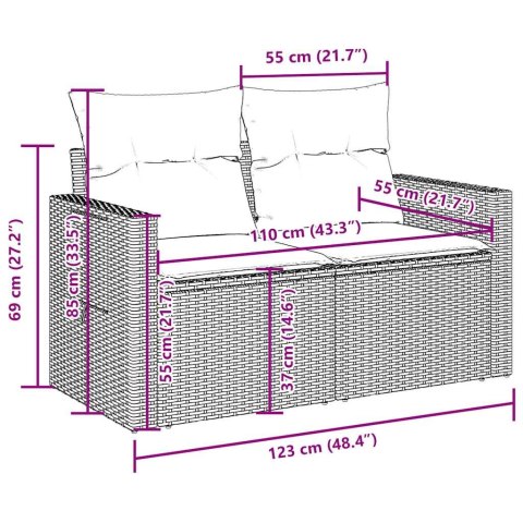 10-cz. zestaw mebli ogrodowych z poduszkami, brązowy polirattan