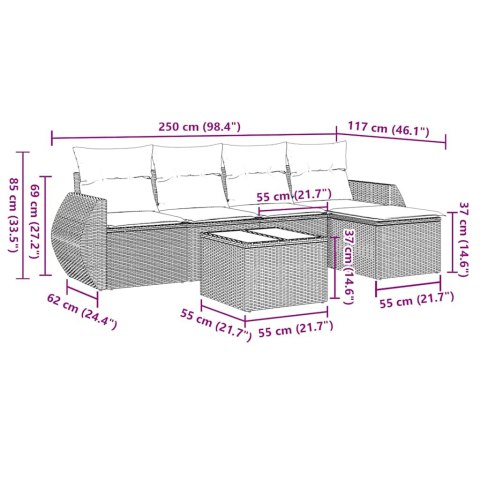 6-cz. zestaw mebli ogrodowych, z poduszkami, jasnoszary