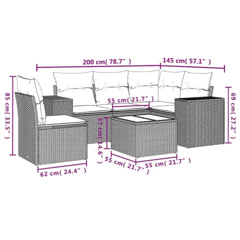 6-cz. zestaw mebli ogrodowych, z poduszkami, jasnoszary