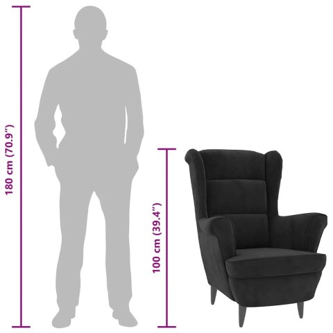 Fotel czarny, aksamitny