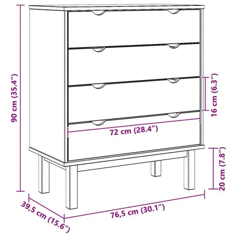 Komoda OTTA, 76,5x39,5x90 cm, lite drewno sosnowe