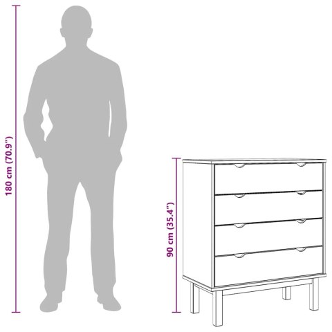 Komoda OTTA, brązowo-biała, 76,5x39,5x90 cm, drewno sosnowe