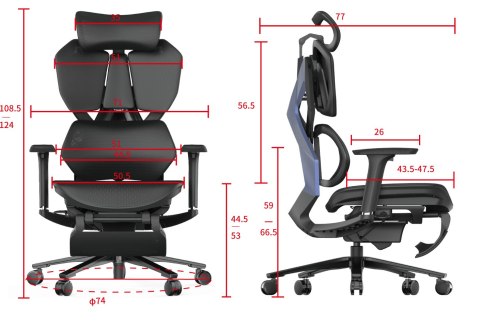 Fotel ergonomiczny gamingowy Angel Furia PRO z podnóżkiem