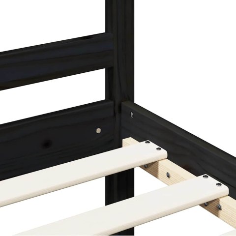 Rama łóżka, czarna, lite drewno, 200 x 200 cm