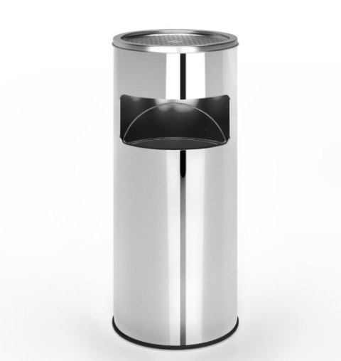 Kosz na śmieci z popielniczką, 17 l, srebrny