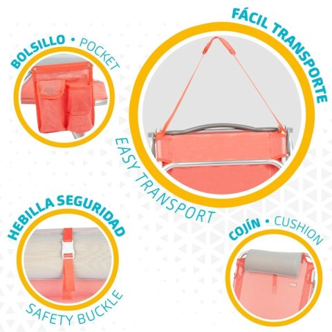 Składane krzesło z zagłówkiem Aktive Flamingo Koral 51 x 76 x 45 cm (2 Sztuk)