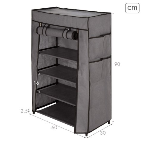 Szafka na Buty Max Home Czarny Szary Metal Materiałowy 60 X 90 X 30 CM (6 Sztuk)