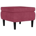 Fotel uszak z podnóżkiem, winna czerwień, obity aksamitem