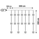 LAMPKI CHOINKOWE KURTYNA ŚWIETLNA 200x200 CM 415LED CIEPŁY BIAŁY PŁATKI ŚNIEGU