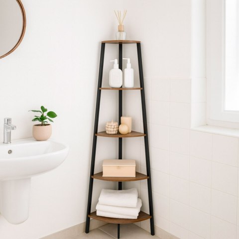 Regał Max Home Czarny Żelazo Drewno MDF 5 Półki 35 x 160 x 35 cm