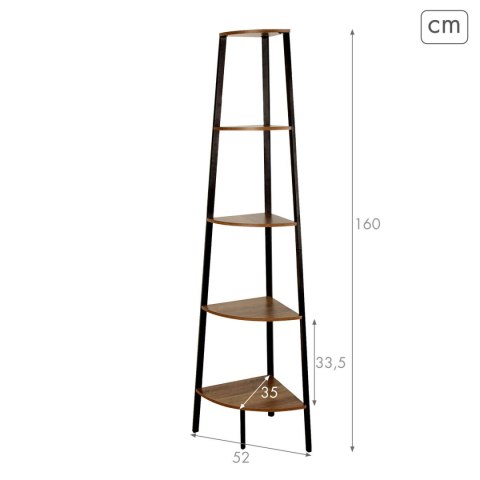 Regał Max Home Czarny Żelazo Drewno MDF 5 Półki 35 x 160 x 35 cm
